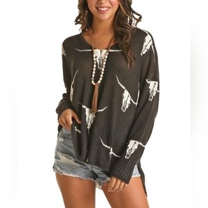 Rock & Roll Cowgirl women's Longhorn sweater